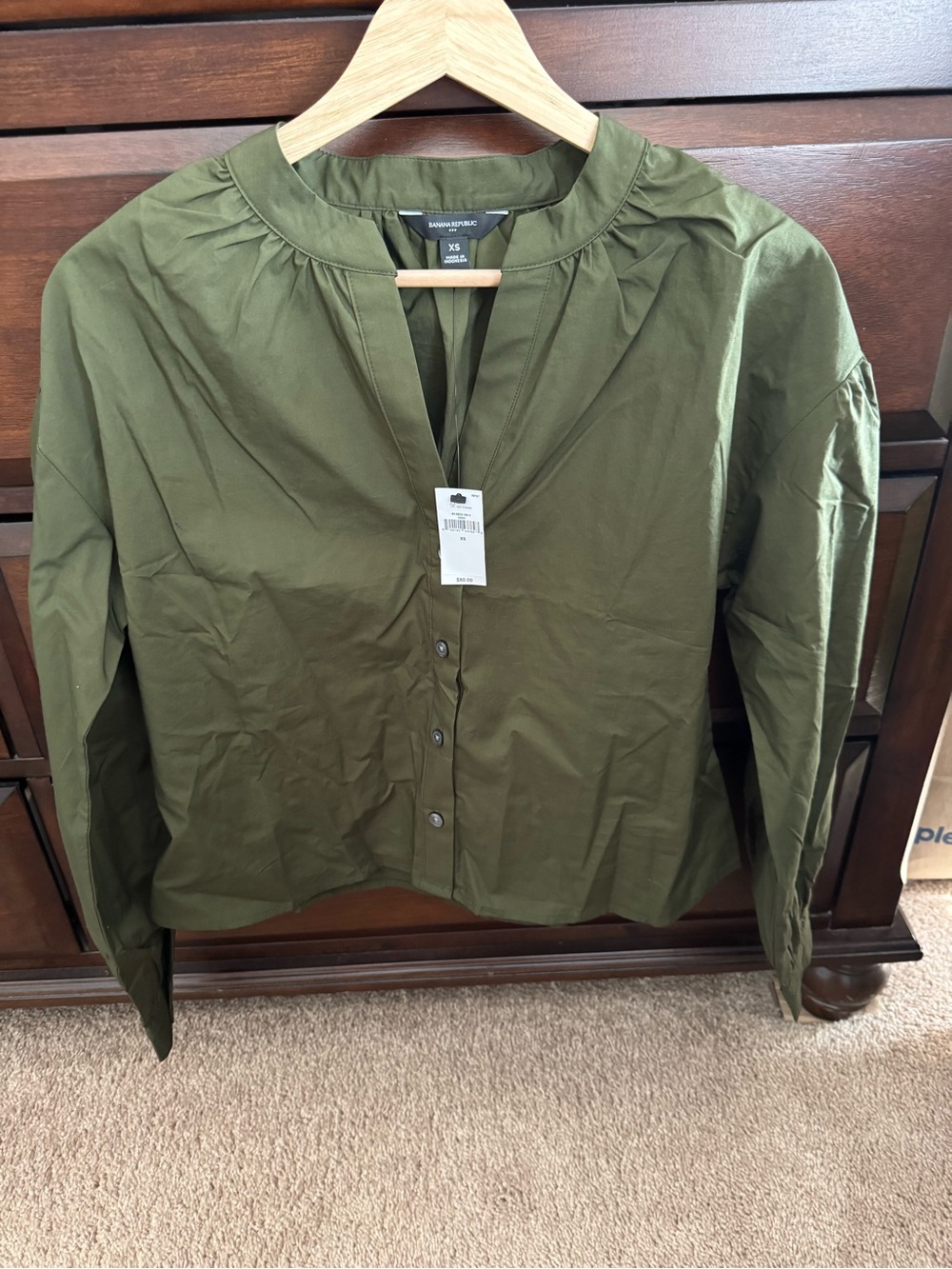 Banana Republic Olive Green Button-Front Blouse